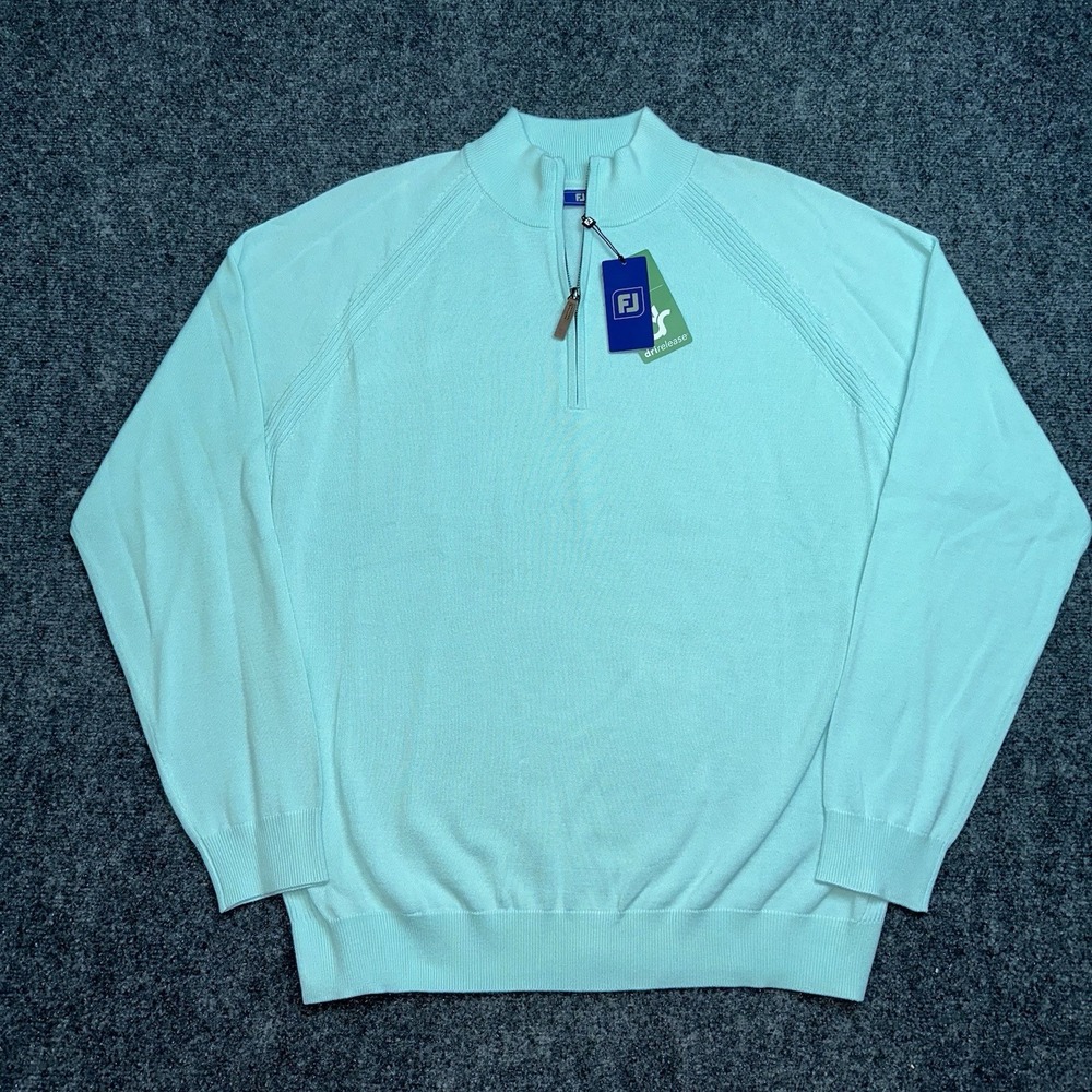 FootJoy Drirelease Half Zip Pullover Sweater Golf Mens XL Mint Blue 33307 NWT